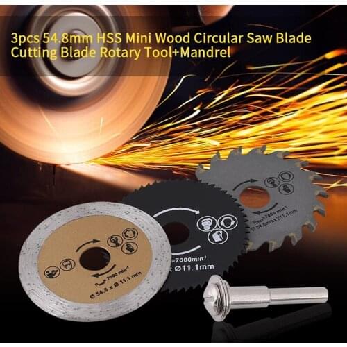 Rotary Drill Saw Blades 54.8mm Circular Wood Cutting Blade Steel Cutting Saw Discs with Mandrel Drill Rotary Tools Hardware