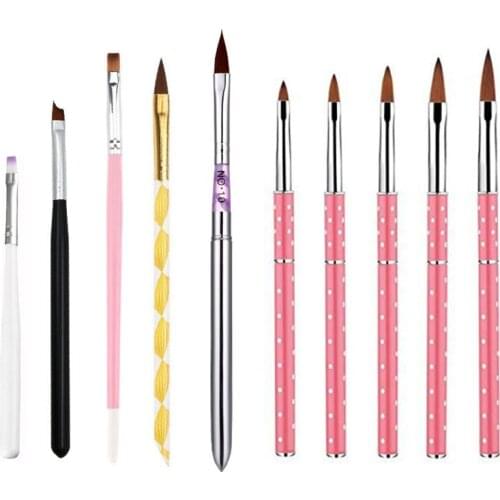 Professional French Acrylic Nail Brush UV Gel Polish Liner Painting Drawing Pen Half Moon Smile Brushes Manicure Tool Set