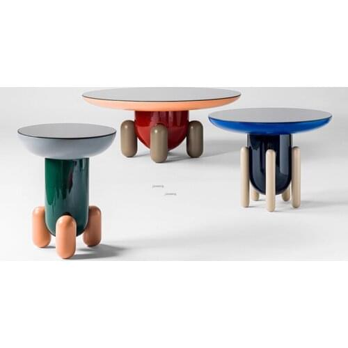 Nordic Luxury Space Coffee Tables Home Living Room Furniture Leisure Round Side Table Italian Design Glass Steel Corner Table