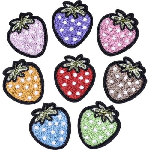 Cute Strawberry Embroidery Hot Cloth Sticker Clothes Down Jacket Patch Hole Decoration Patch Stickers Medium Ironing Applique