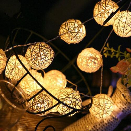 5m Rattan Ball LED String Light 40 LEDs RGB LED Wicker Vintage Sepak Takraw Ball Lamp For Christmas Wedding New Year AA Battery