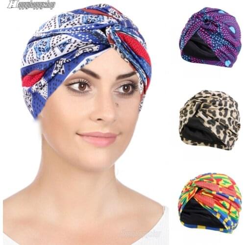African Pattern Turban Women Twist Stretch Hijab Underscarf Cap Headwrap Hair Care Chemo Hat Bandanas Headscarf Mujer Turbante