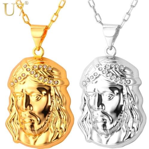 U7 Cristo Redentor Necklaces Silver/Gold Color Jesus Piece Pendant Necklace For Women/Men Christian Jewelry Gift P545
