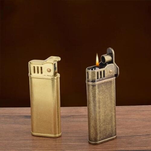 Vintage Kerosene Lighter Retro Brass Body Classic Antique Lighter Gasoline Oil Smoking Tool Gfit Box
