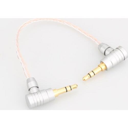 High Quality 10cm 3.5mm Male to 3.5mm Male 8cores Silver Plated 3.5 mm Stereo Audio Hifi Audio cable car AUX wire cable