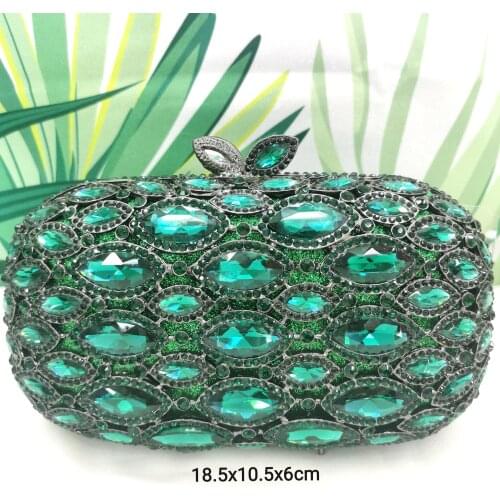 XIYUAN Women Black/Green/Gold Women Crystal Evening Minaudiere Bags Bridal Purse Wedding Party Dinner Clutch Handbag Clutches