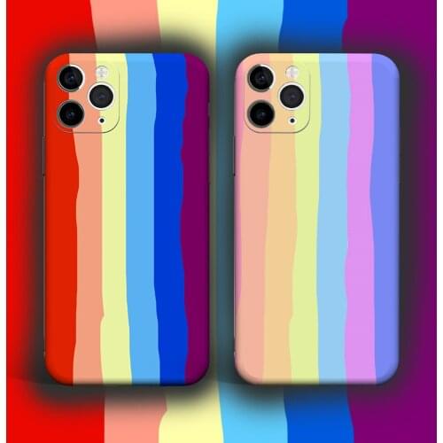YiKELO Rainbow Phone Back Case For iPhone 6 6S 7 8 Plus X XS XR 11 12 Pro Max mini Sofr Silicon Phone Full On Cover Coque Fundas