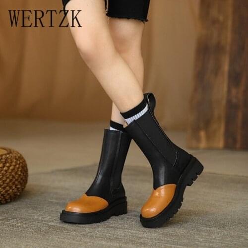 2021 Newest Flat Platform Shoes Women Chelsea Boots Stretch Slip On Autumn Winter Comfortable Ankle Boots Women