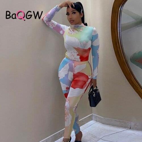 BaQGW Color Contrast Leggings Women Jumpsuit Autum Long Sleeve Women Party Floral Print Fitness Bodycon Skinny Rompers Outfits