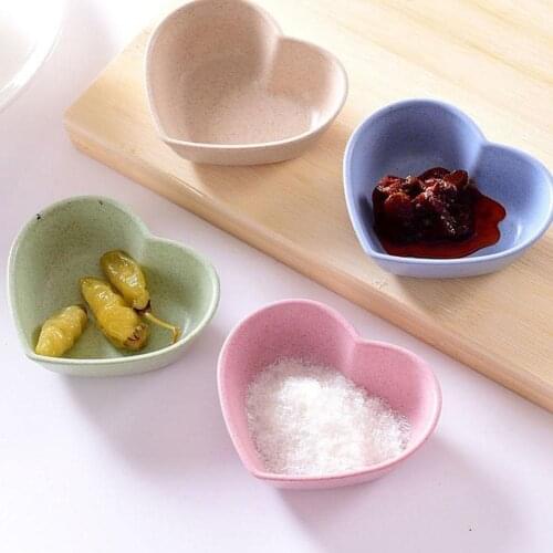 1pc Heart Shaped Tableware Bowl Straw Bowl Seasoning Bowl Food Sauce Dish Snack Plates For Kitchen Tools Kitchen Supplies
