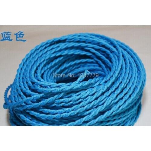 100meters long blue color braided textile fabric wire cable for vintage pendant lamp