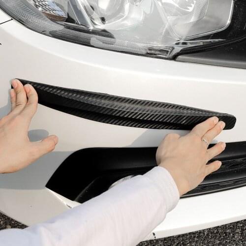 2pcs Car Bumper Protector Corner Guard Anti-Scratch Strips Sticker Protection Carbon Pattern Body Protector Molding Valance Chin