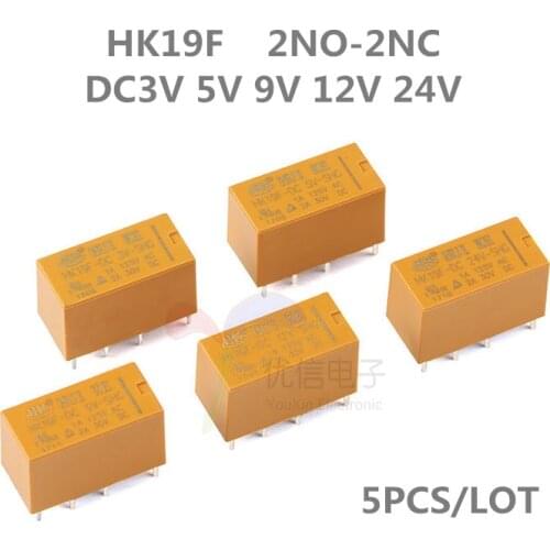 5Pcs Coil Dpdt 8 Pin 2No 2Nc Mini Power Relays Pcb Type Hui Ke Hk19F Hk19F-Dc5V-Shg Hk19F-Dc12V-Shg Hk19F-Dc24V-Shg