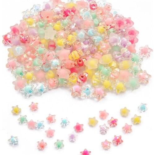 80Pcs/Lot 30g 11mm Mix Color Fashion Plastic Acrylic Star Beads for Bracelet Earring Necklace Making DIY Jewelry Findings