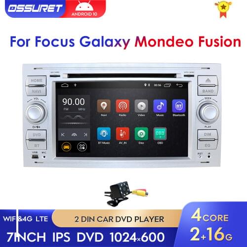 Android 10 Car GPS Navigation Radio For Ford Focus C-MAX Connect Fiesta Fusion Galaxy Kuga Mondeo Transit Touch Screen Quad Core