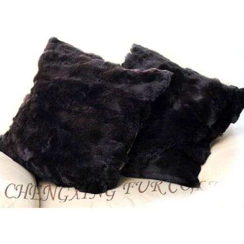 Free Shipping CX-D-38 45cmx 45cm Brown Colour Rabbit Fur Sofa Pillow Cushion Cover