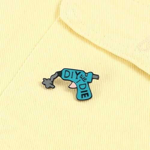 Hot Melt Glue Gun Brooch DIY Tool Cartoon Blue Enamel Pins Cute Fashion Jewelry Custom Metal Badge Lapel Denim Gift for Children