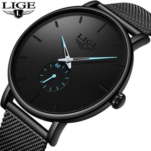 LIGE Watch Fashion Sports Watches Men Wrist Brand Waterproof Simple Ultra-Thin Steel Watch Quartz Clock Montre Homme For women