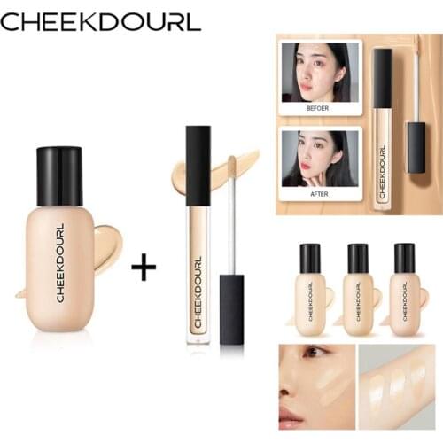 CHEEKDOURL Facial Liquid Foundation Set Matte Foundation Cream + Full Concealer Concealer Liquid / Correction Set Makeups