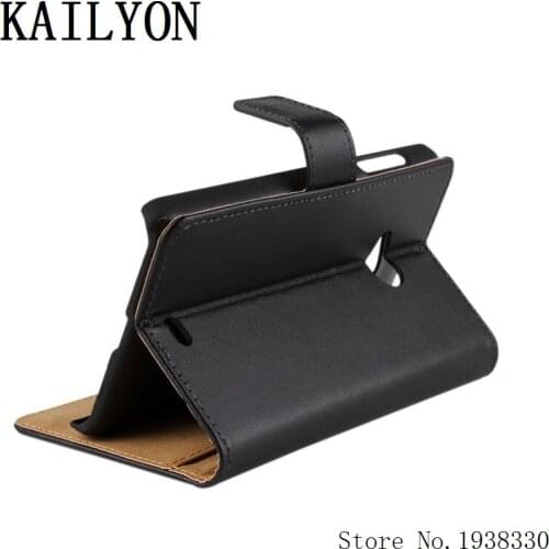 KAILYON For Nokia Lumia 535 Luxury Flip Wallet Genuine Leather Case For Microsoft Lumia 535 Phone Cover Shell Bag With Stand Car