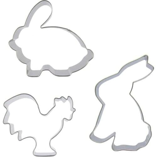 Fat Rabbit, Cock, Rabbit shape 3 piece biscuit cutting molds, baking tools, cake decorating soft candy tools