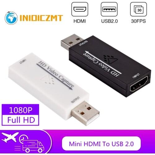 INIOICZMT 1080P Mini HDMI To USB 2.0 Video Capture Card Game Recording Box for Computer Youtube OBS Etc Live Streaming Broadcast