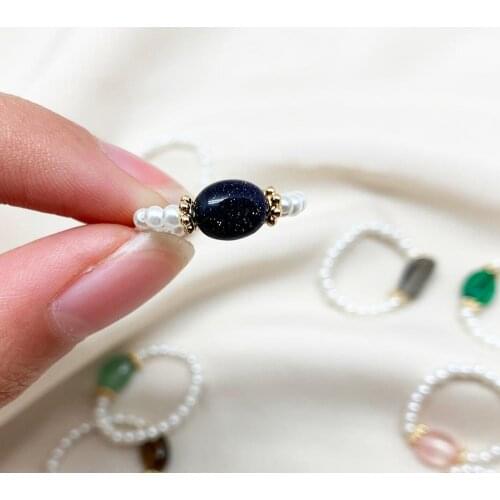 Fashion Small Freshwater Pearl Beads Rings for Women Handmade Adjustable Natural Stone Gift Rings Party Gift for Girls Wholesale