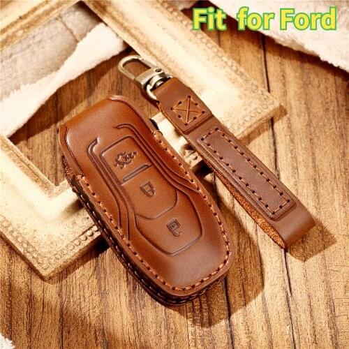 Leather Key Cover Case For Ford Fusion Mondeo Mustang F-150 Explorer Edge 2015 2016 2017 2018 Car Styling Key Protection