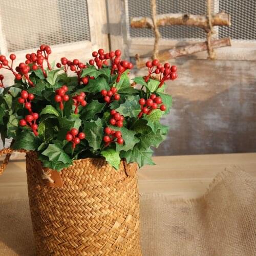 Red simulation flower factory Christmas fruit home decoration hand flower & artificial simulation flower wall
