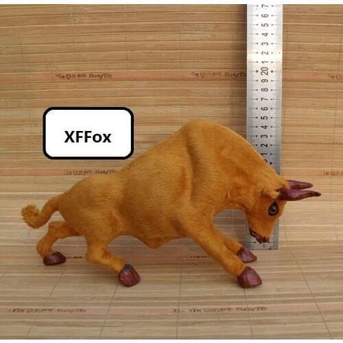 Creative real life yellow cattle model plastic&furs simulation bull doll gift about 30x8x16cm xf1894