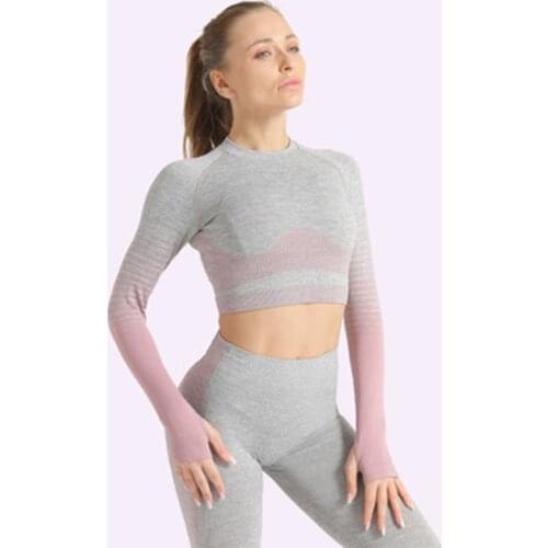 SALSPOR Shirts Women Fitness Yoga Breathable Seamless Long Sleeve Workout Jogging Quick Dry Sports Outdoor Athletics Crop Top