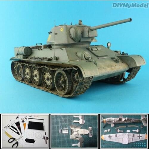 3D Paper Model Tank World War II Soviet Union T34/76 Tank 1:25 scale manual papercraft Military vehicle models collections