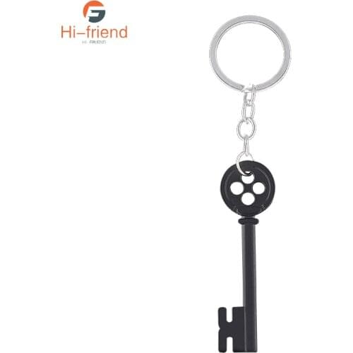 Fashion Personality Halloween Metal Keychain Coraline Skeleton Props Cosplay Neil Gaiman Pendant Key Ring for Women Men Jewelry