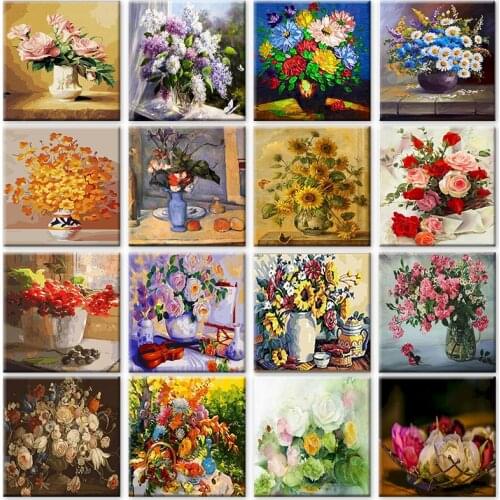 RUOPOTY 60x75cm Painting By Numbers Handpainted Flowers For Adults Home Decor HandPainted Paintings DIY 40×50cm Framed