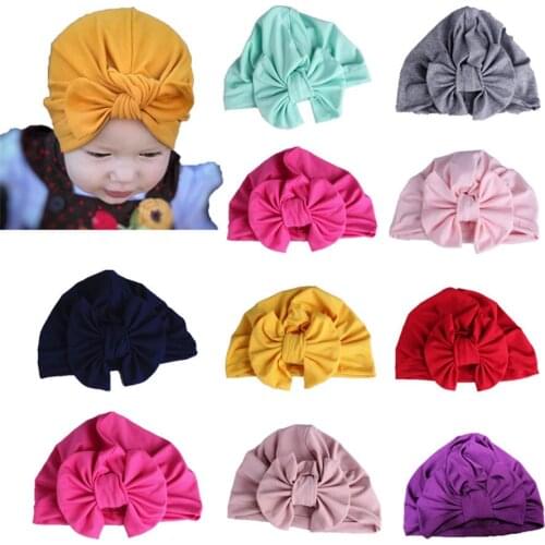 2019 Brand New Newborn Baby Kids Boys Girls Soft Turban Cap Beanie Solid Bow Knot Wrap Hats Milk Fiber Beanis Baby Gifts