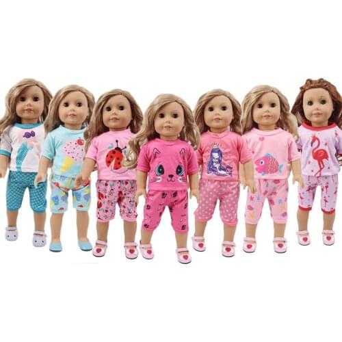 18 Inch Doll Clothes Animal Shirt Short Pants For 18 Inch American&43Cm Baby New Born Doll Our Generation , Baby Festival Gift