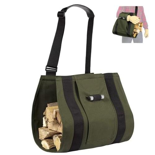 Portable Firewood Bag Canvas Timber Bag Anti-Slip Timber Carrier Holder Tote Waterproof Large Camping Wood Log Carrier Match Bag