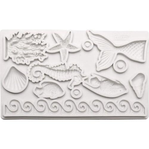 Sea Theme Fondant Mold Seahorse Seashell Starfish Mermaids Silicone Resin Mold