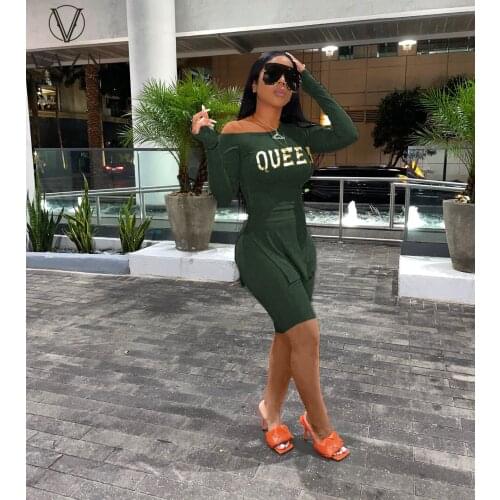 VAZN 2021 Summer Long Sleeve Off Shoulder Sexy Skinny Jogger Suits 2 Piece Set Sport Running 2 Piece Set Women Top And Pant