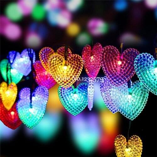 Waterproof 7M 50 LED Solar Powered Heart Shape Fairy String Light for Wedding Christmas Party Festival Outdoor Garden Decor