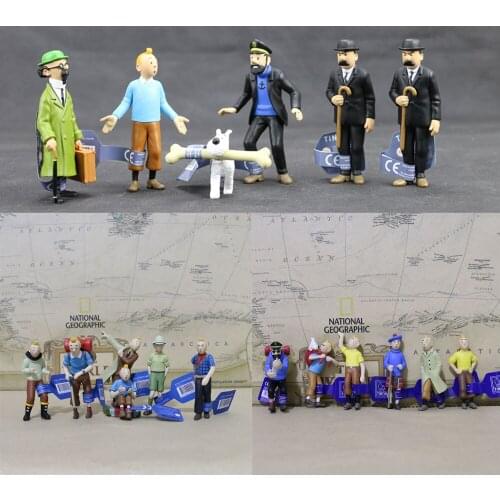 Vogue France Herge Les Aventures de Tintin et Milou Adventures of Tintin Dupont Dupond Haddock Figure Statue Model Toys