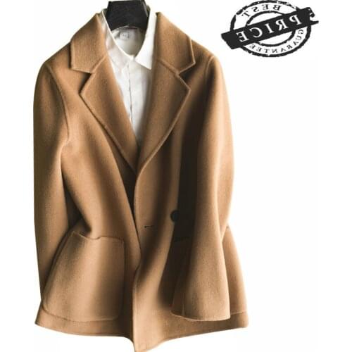 Winter Jacket Women Short 100% Natural Wool Coat Female Casual Sided Woolen Overcoat Autumn Spring Clothes 2021 LWL150a