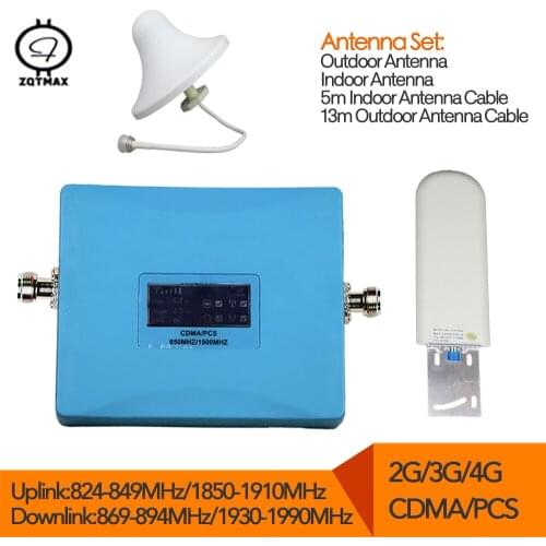ZQTMAX 2G 3G 4G repeater cdma pcs signal booster gms 850 pcs 1900mhz internet and lte amplifier with antenna sets