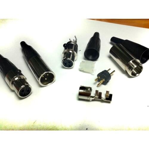 1 Set Mini XLR 3-Pin Audio Cable Connector Male plug + Female Jack