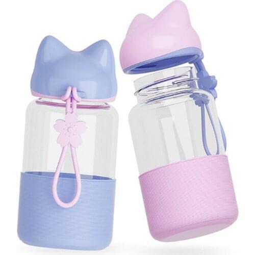 1 Pcs of Fox Ears' Style Glass Water Bottle 200-300 ML