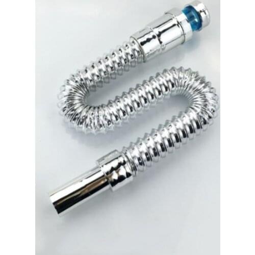 1pc Telescopic Down Pipe ABS Stainless Steel Basin Corrugated S Curved Shape Deodorant Drainage Down Pipe Drains