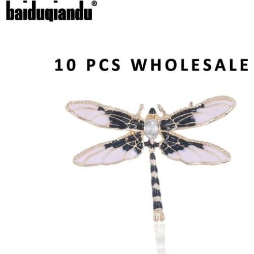 Pack of 10 Pcs Wholesale Assorted Colors Enameled Dragonfly Brooches for Women Summer Dress Accessories