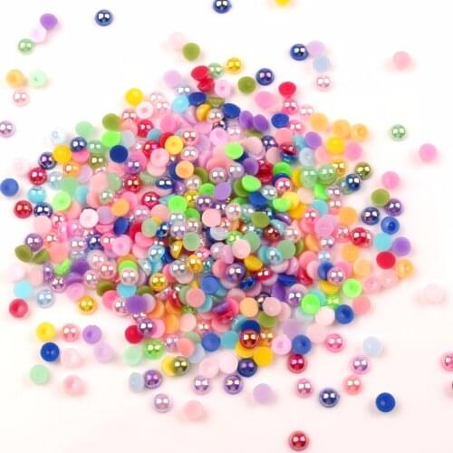 1000pcs 5mm Mixed AB Color Half Round Pearl Beads Craft FlatBack Cabochon Embellishments For Scrapbooking DIY Accessories