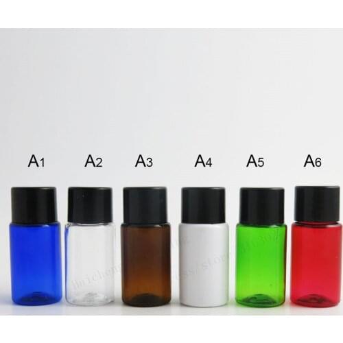 100 x 10ml Travel Refillable Amber PET Cream Bottle Plastic Container with plastic Lids Inserts Blue Clear Amber White Green