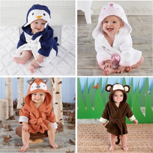 2016 Infant Baby Boy Girl Animal Baby Bathrobe Baby Hooded Bath Towel Toddler Kids Bathing Honey Baby